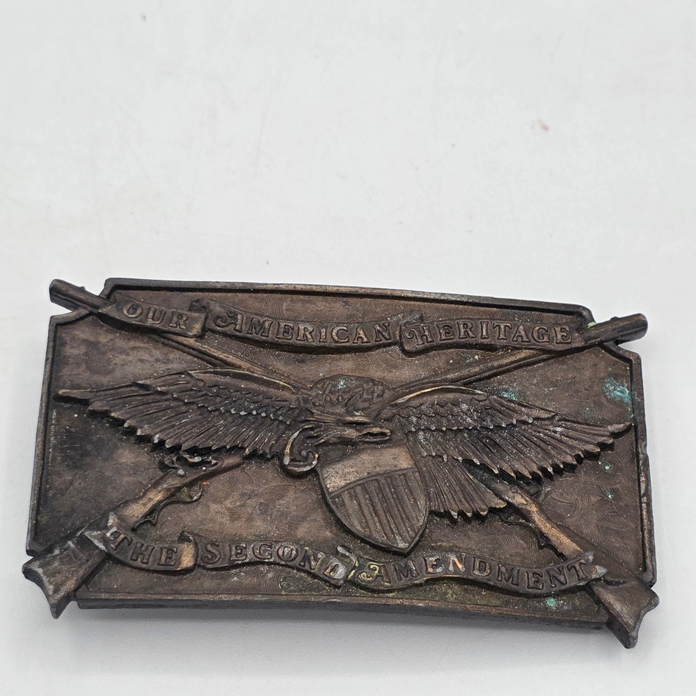 Vintage The Second Amendment Belt Buckle Our‎ American Heritage Eagle